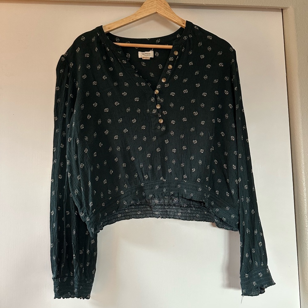 UpWest Dark Green Floral Blouse